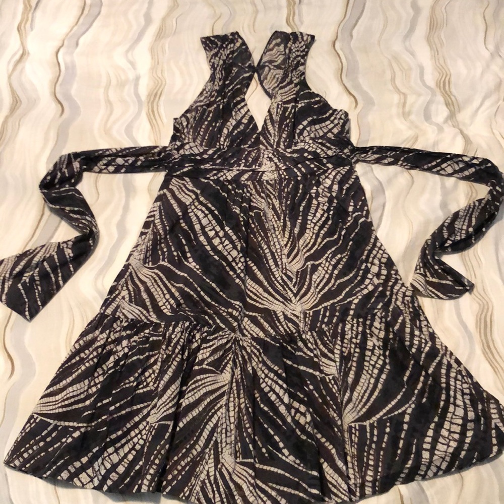 Anthropologie Tropical print tie-back dress